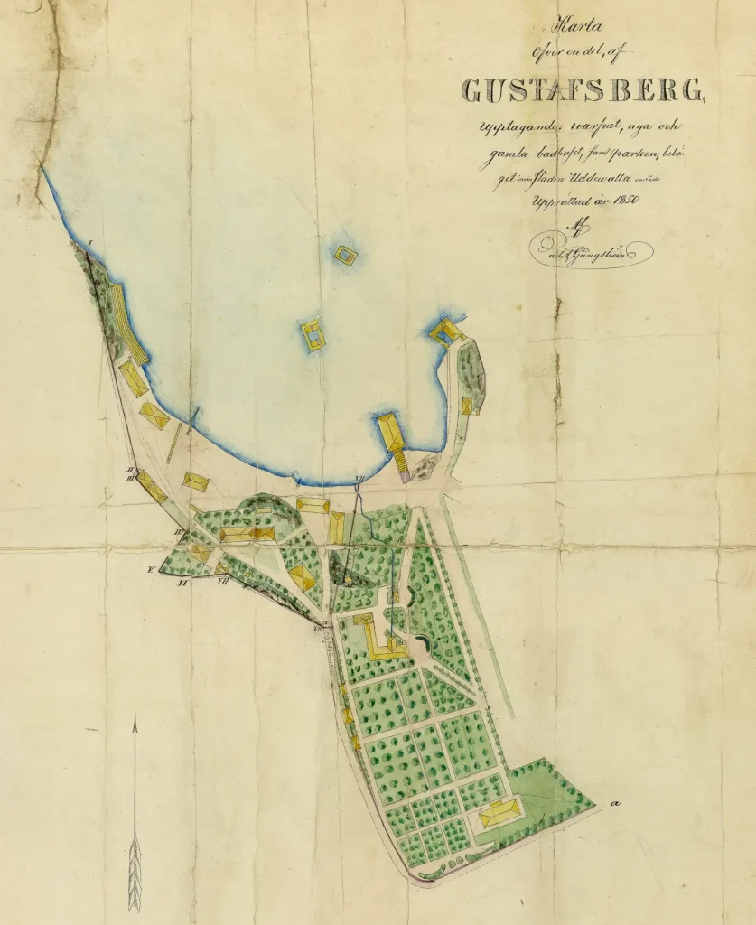 Karta över Gustafsberg från 1850